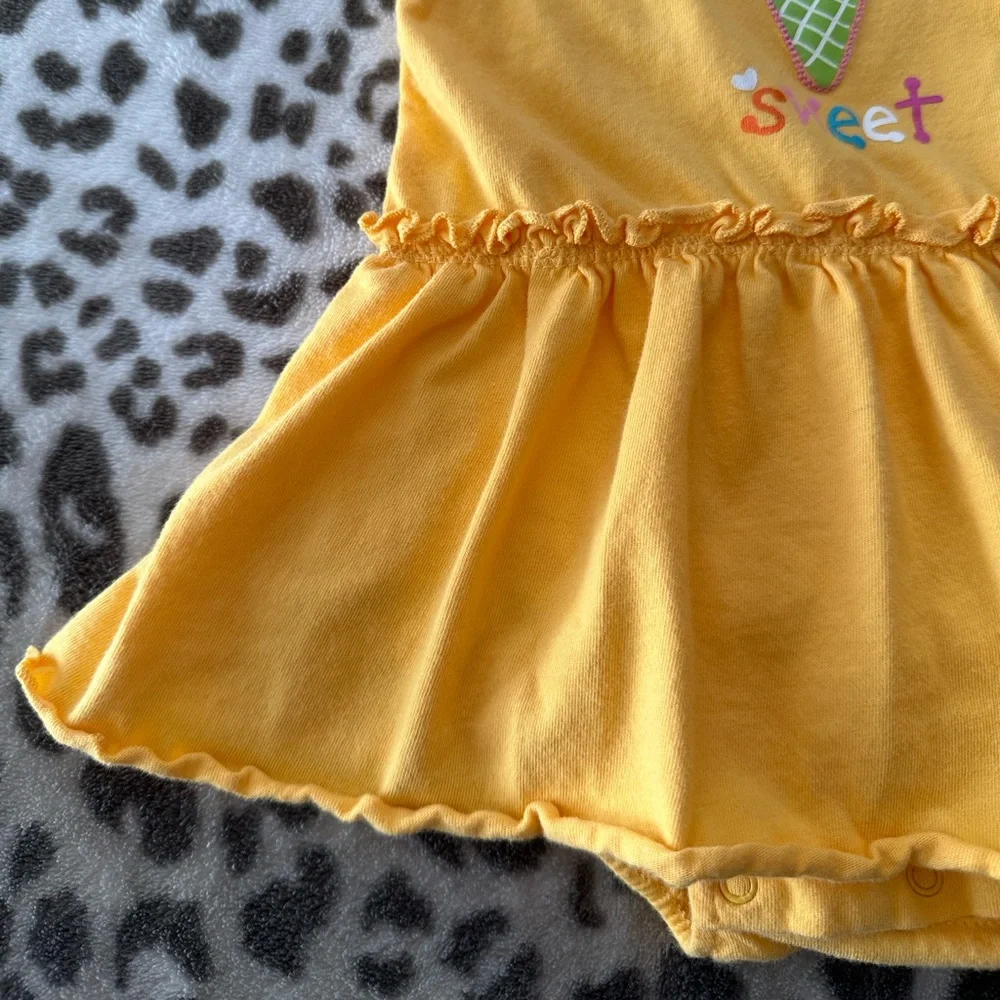 The Children’s Place Graphic Bodysuit Dress in Mango Orange Yellow Size 12 mos